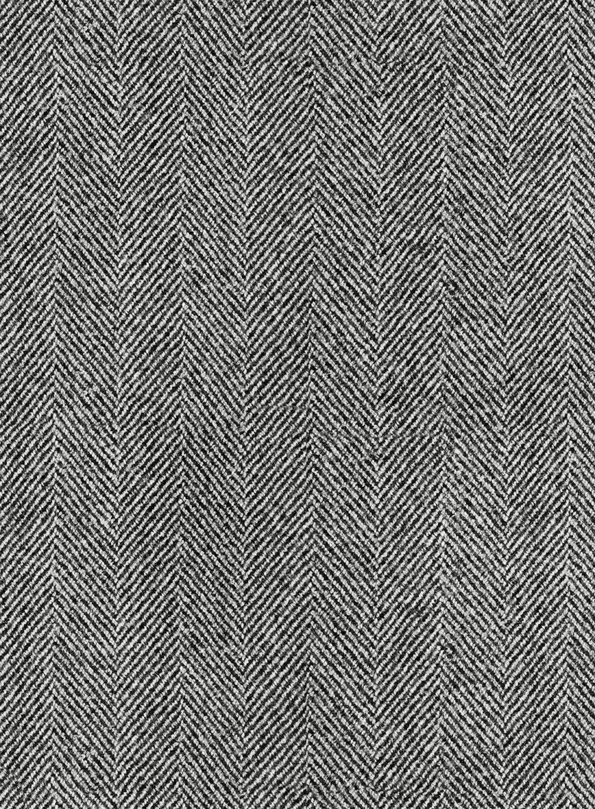 Naples Wide Herringbone Gray Tweed Pea Coat - StudioSuits