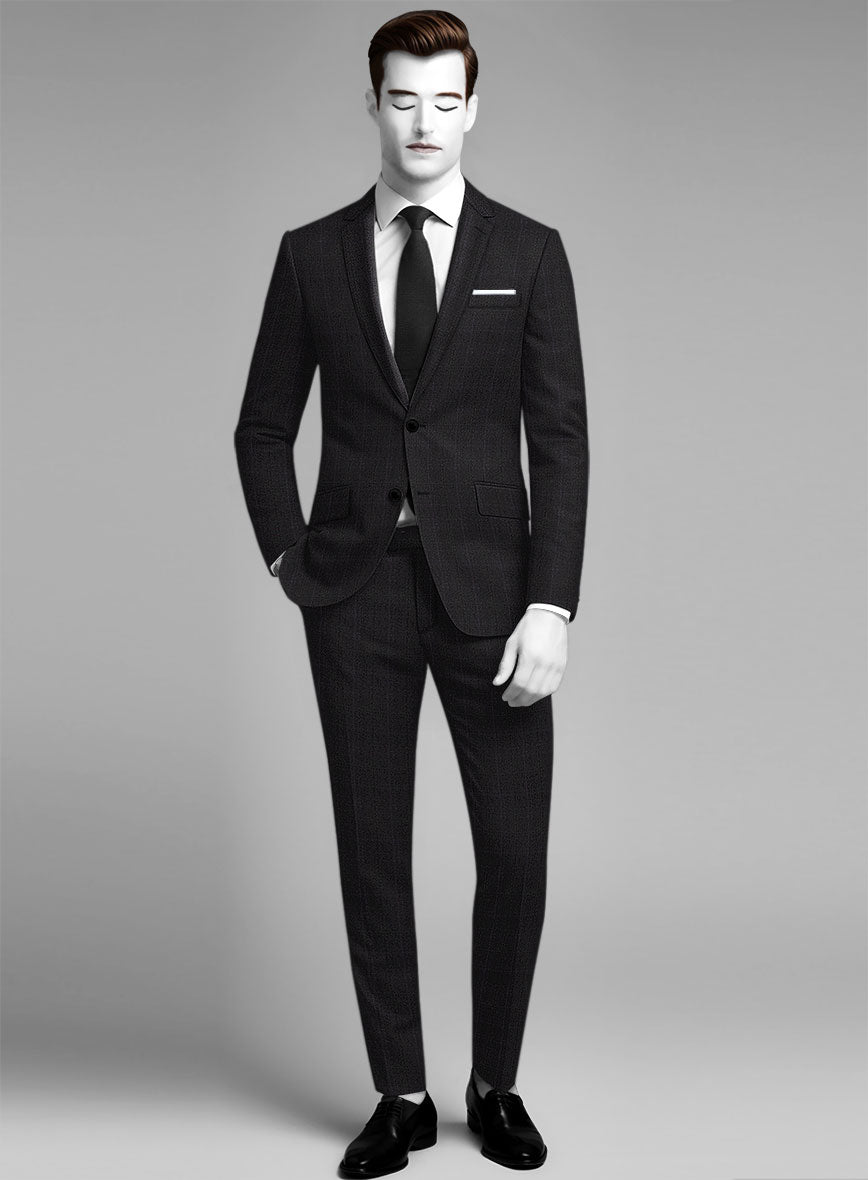 Napolean Artici Windowpane Charcoal Wool Suit - StudioSuits