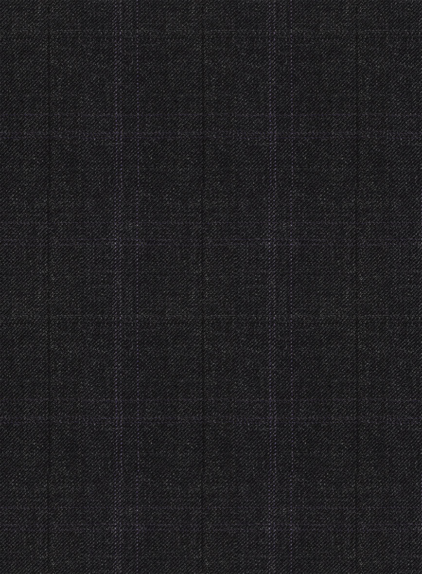 Napolean Artici Windowpane Charcoal Wool Suit - StudioSuits