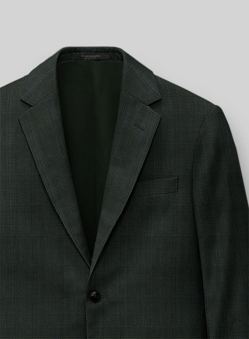 Napolean Esso Tartan Olive Wool Jacket - StudioSuits