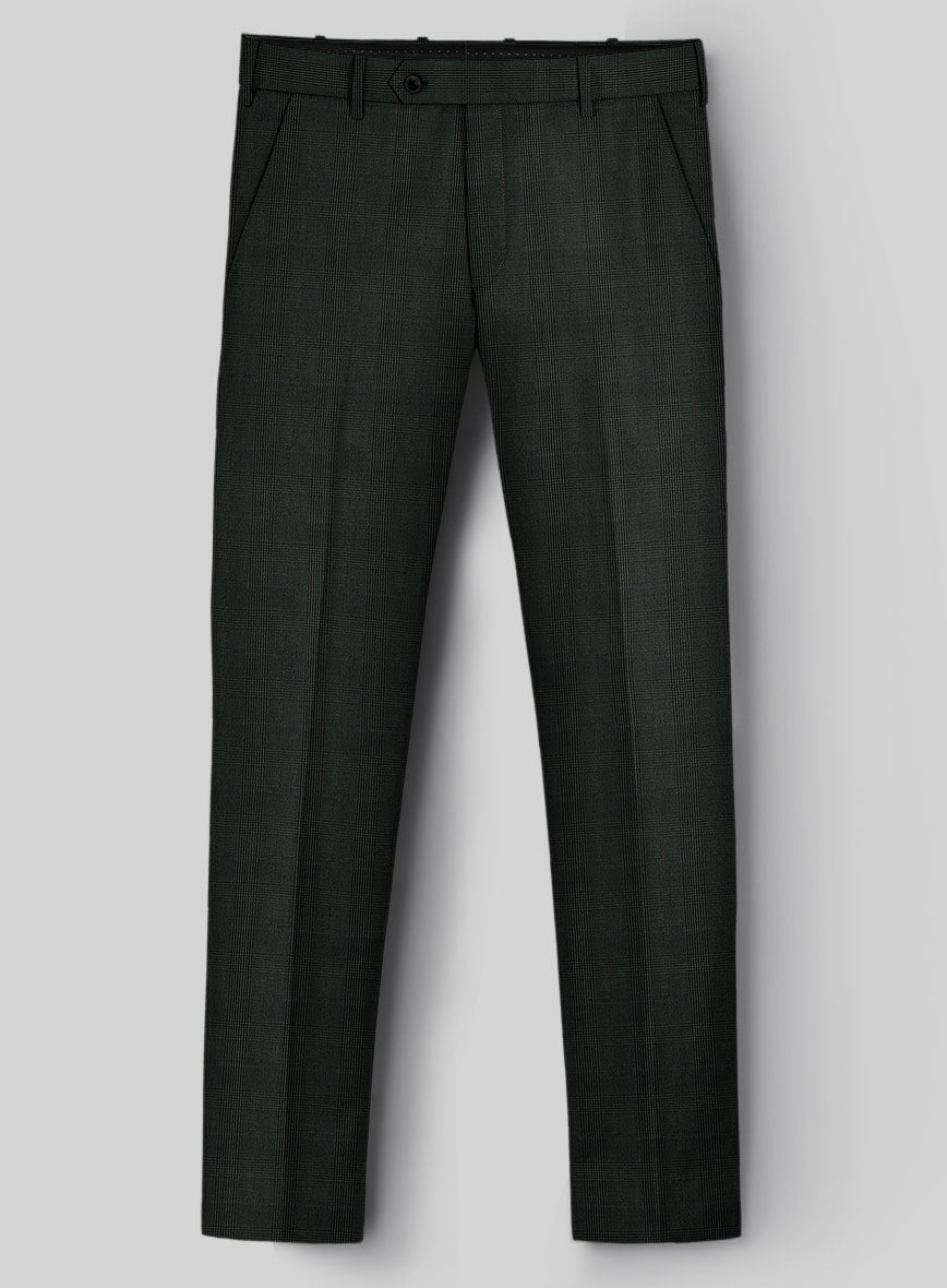 Napolean Esso Tartan Olive Wool Pants - StudioSuits