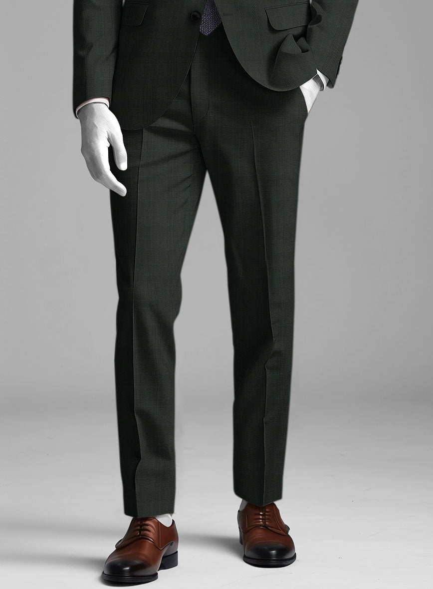 Napolean Esso Tartan Olive Wool Pants - StudioSuits