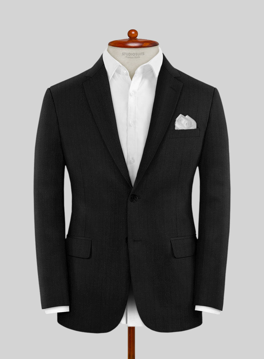 Napolean Party Stripe Black Wool Jacket - StudioSuits