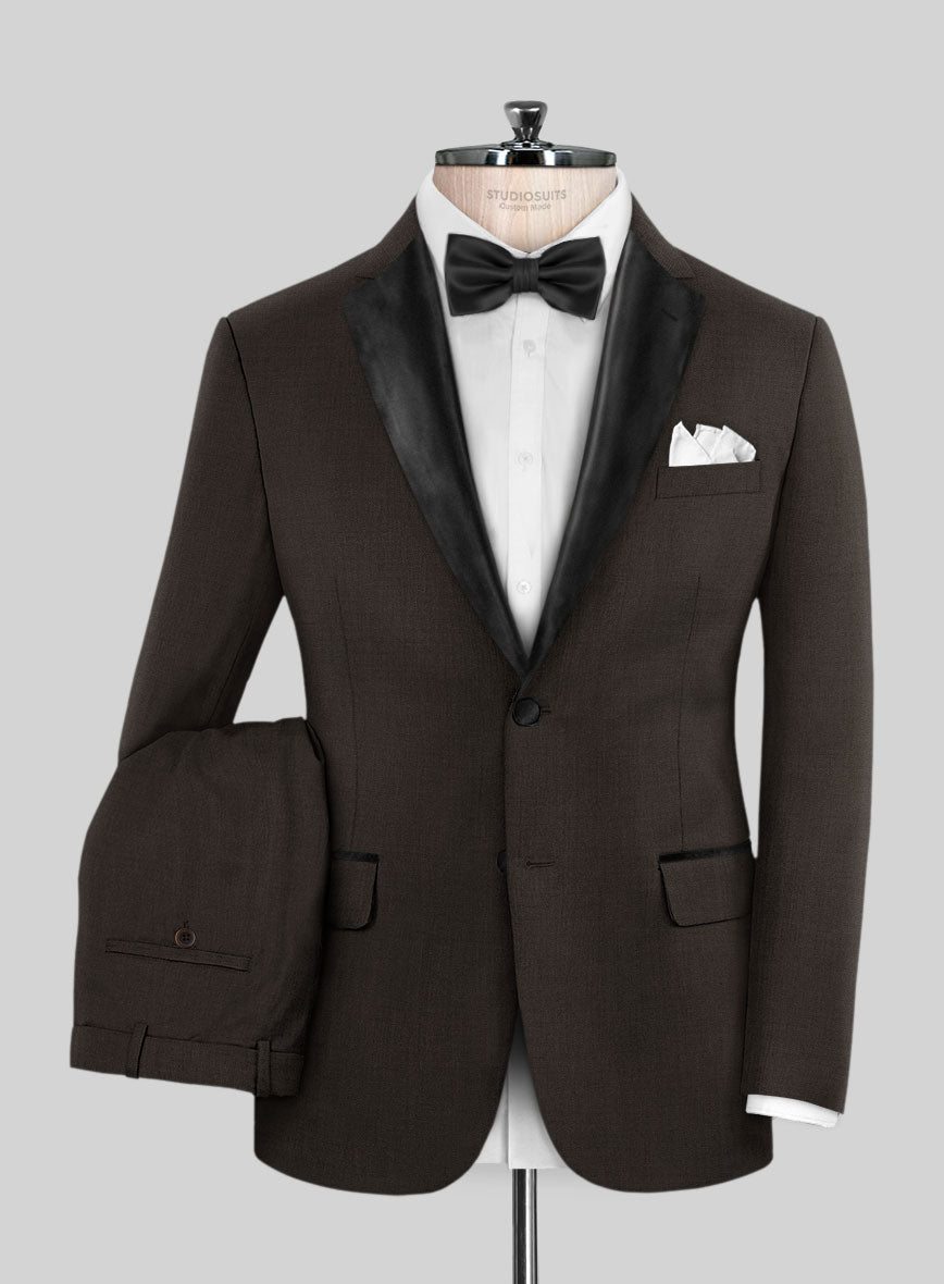 Napolean Stretch Dark Brown Wool Tuxedo Suit