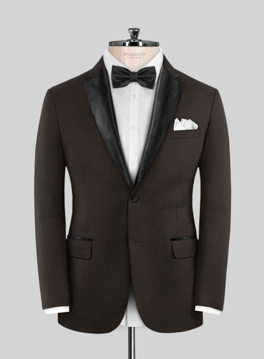 Napolean Stretch Dark Brown Wool Tuxedo Suit - StudioSuits