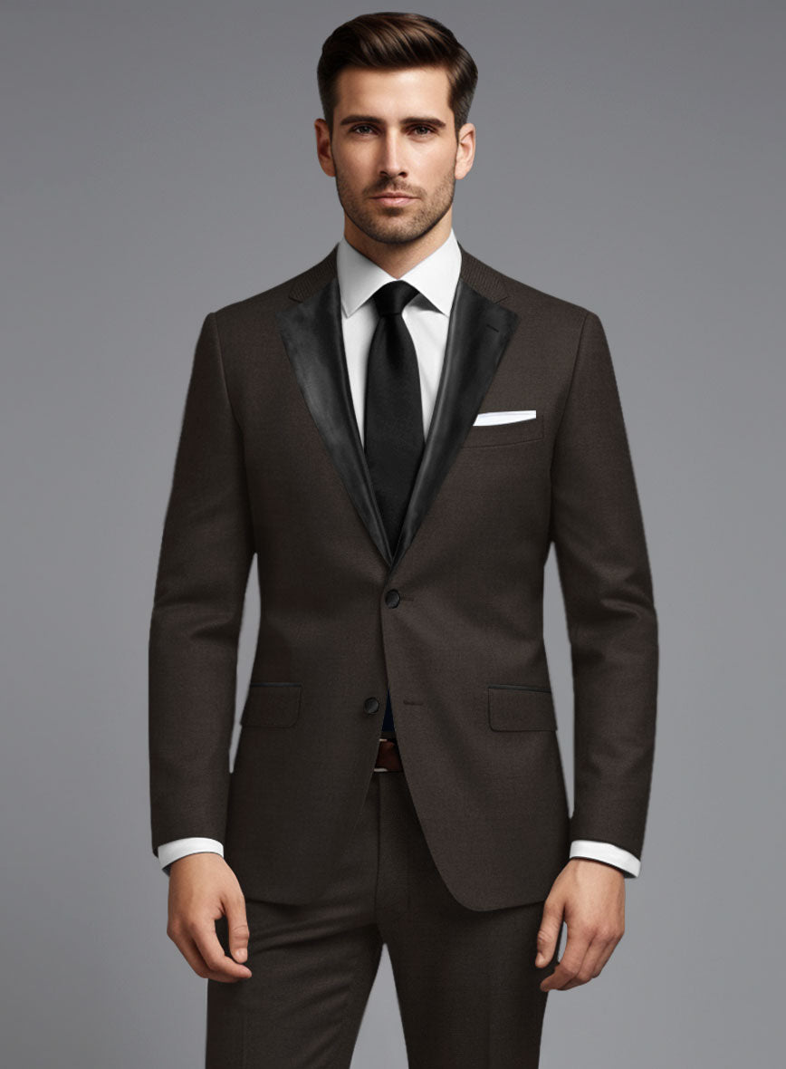 Napolean Stretch Dark Brown Wool Tuxedo Suit - StudioSuits