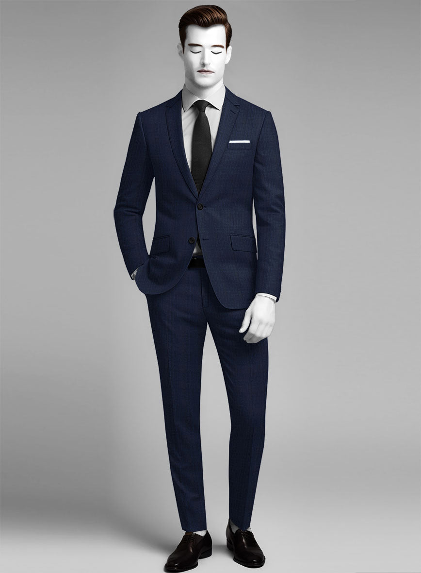 Napolean Xina Tartan Blue Wool Suit