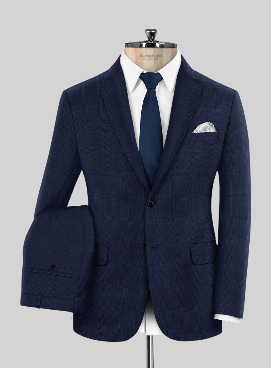 Napolean Xina Tartan Blue Wool Suit