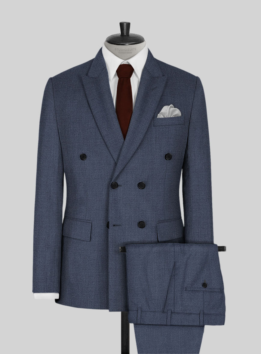 Napolean Slate Blue Wool Suit - StudioSuits