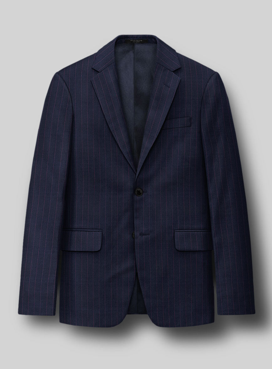 Napolean Abelino Stripe Blue Wool Jacket - StudioSuits