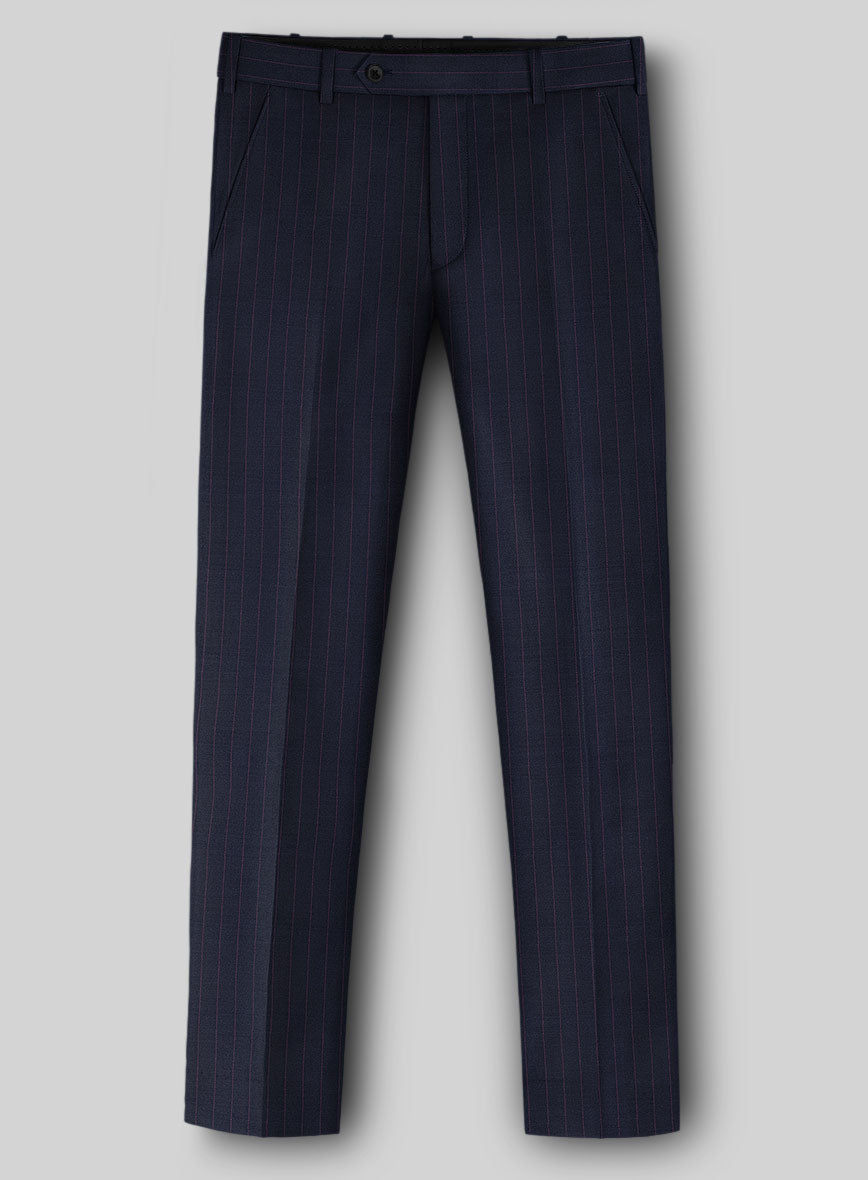 Napolean Abelino Stripe Blue Wool Pants - StudioSuits