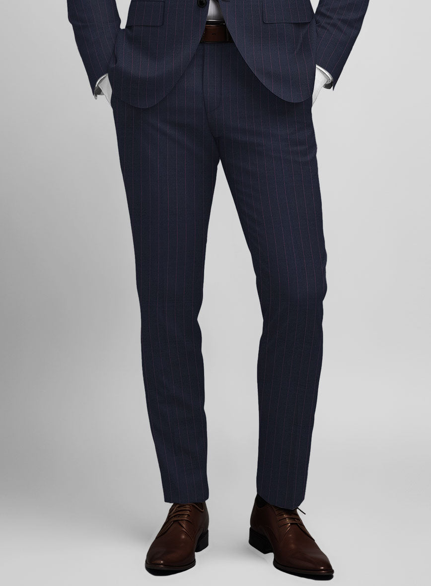 Napolean Abelino Stripe Blue Wool Pants - StudioSuits