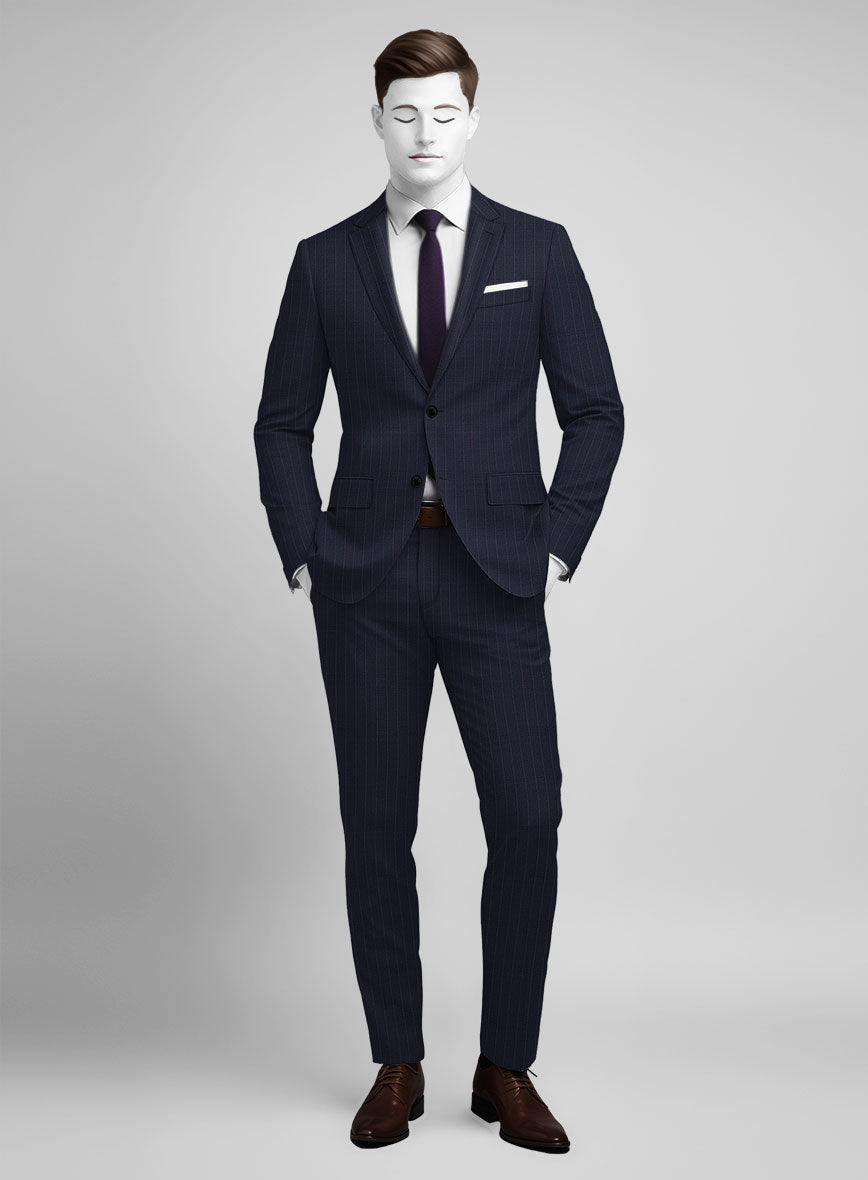 Napolean Abelino Stripe Blue Wool Suit - StudioSuits