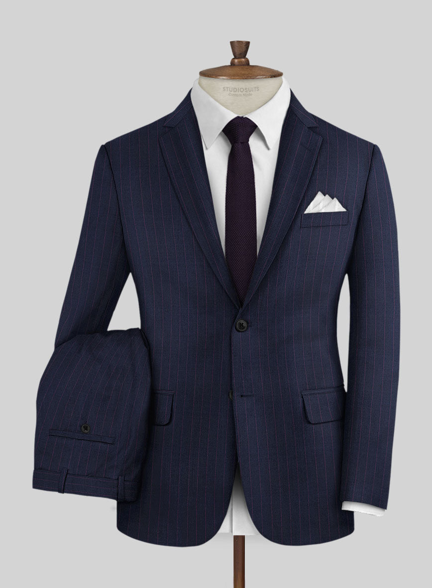 Napolean Abelino Stripe Blue Wool Suit - StudioSuits