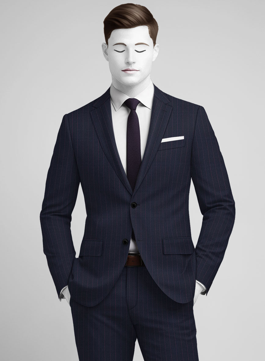 Napolean Abelino Stripe Blue Wool Suit - StudioSuits