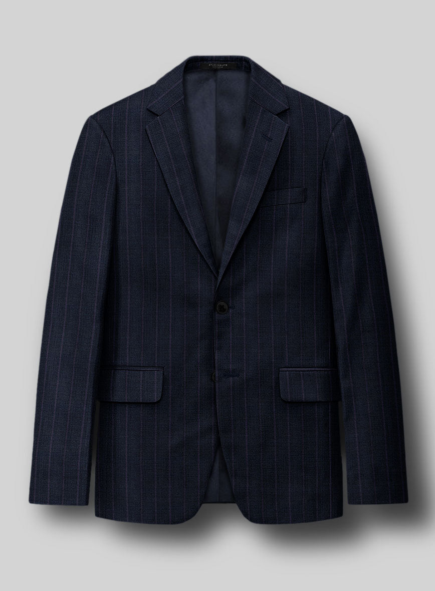 Napolean Gavino Stripe Blue Wool Jacket - StudioSuits