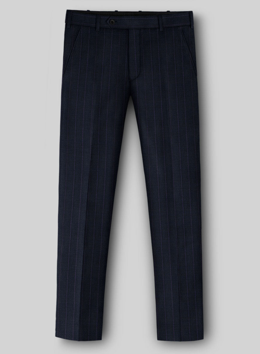 Napolean Gavino Stripe Blue Wool Pants - StudioSuits