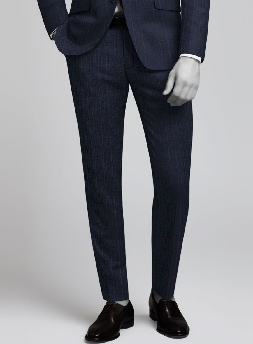 Napolean Gavino Stripe Blue Wool Pants - StudioSuits