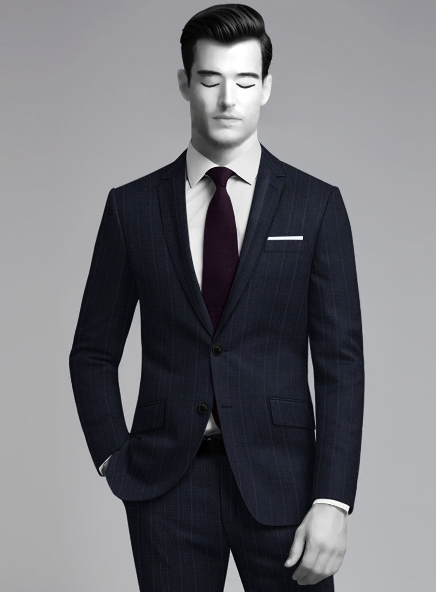 Napolean Gavino Stripe Blue Wool Suit - StudioSuits