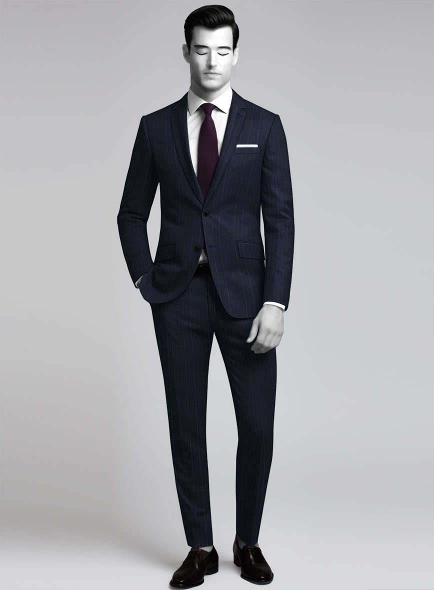 Napolean Gavino Stripe Blue Wool Suit - StudioSuits