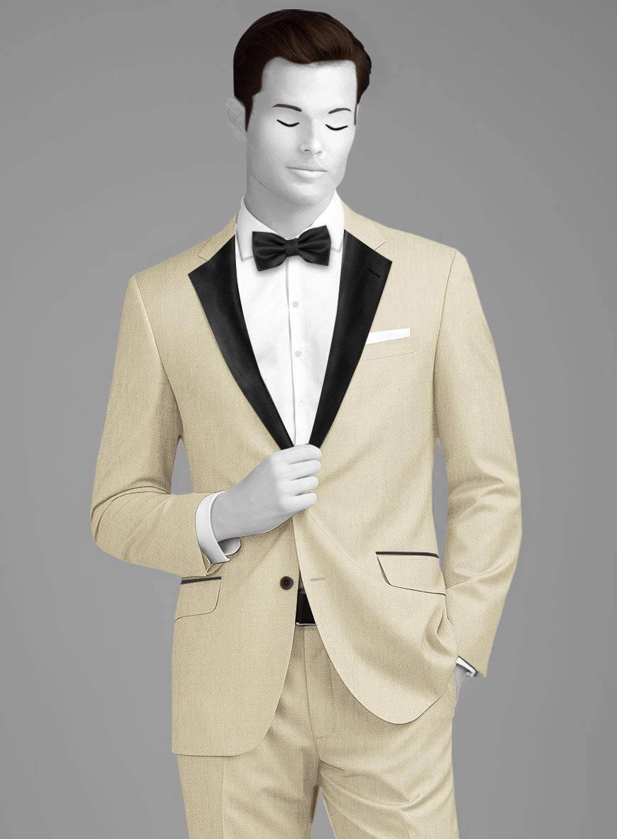 Napolean Light Beige Wool Tuxedo Jacket - StudioSuits