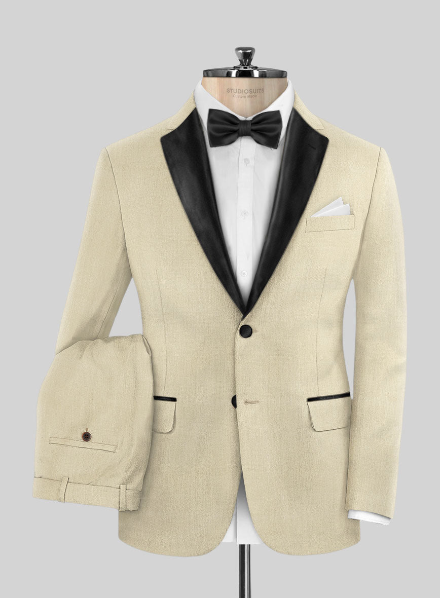 Napolean Light Beige Wool Tuxedo Suit - StudioSuits