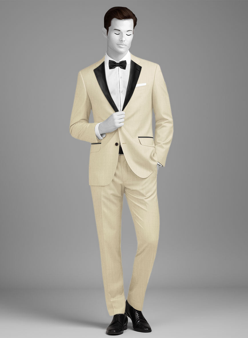 Napolean Light Beige Wool Tuxedo Suit - StudioSuits