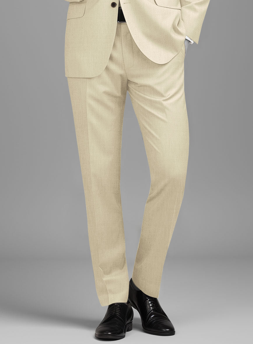 Napolean Light Beige Wool Tuxedo Suit - StudioSuits