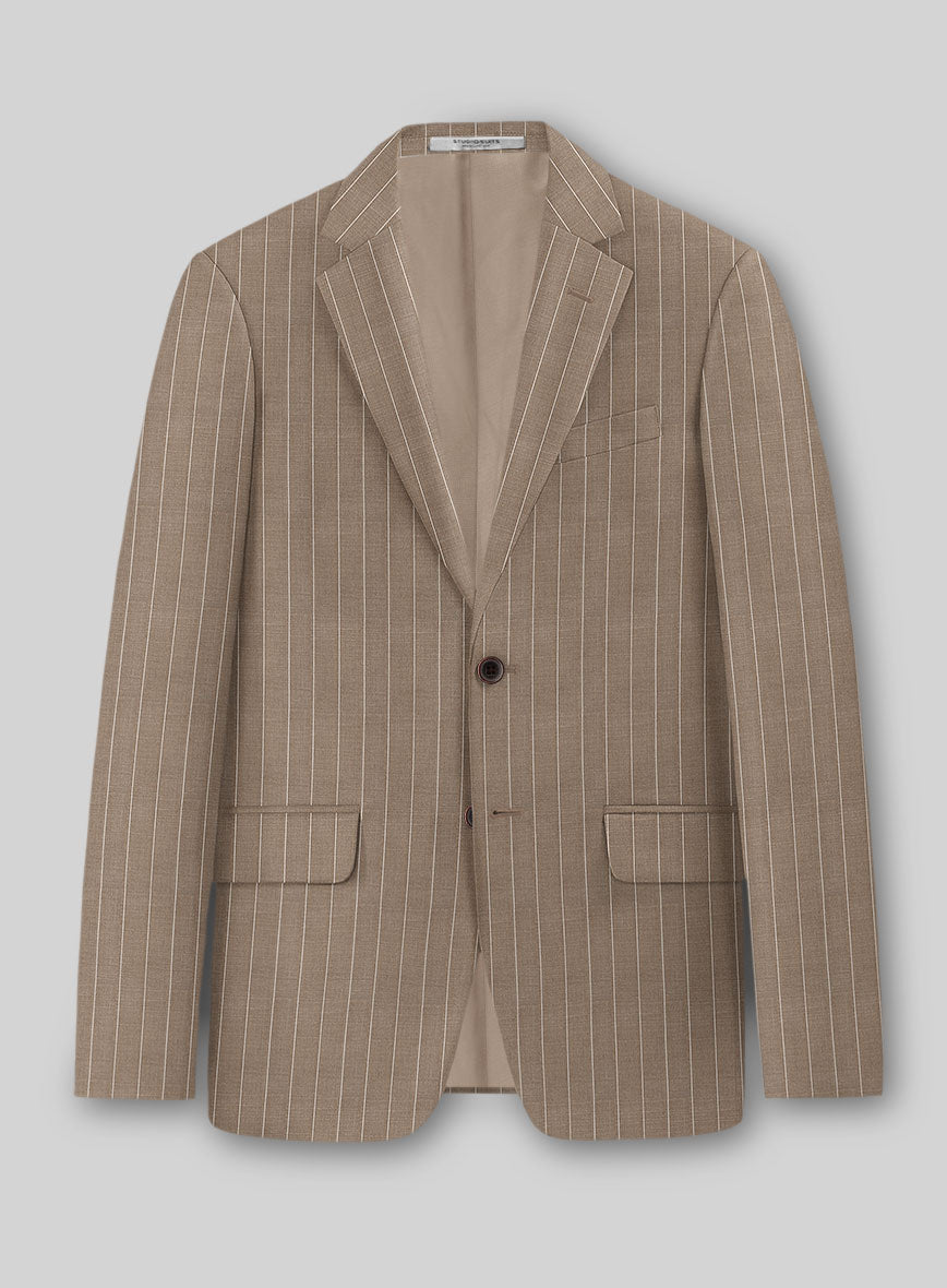 Napolean Tullio Stripe Light Brown Wool Jacket - StudioSuits