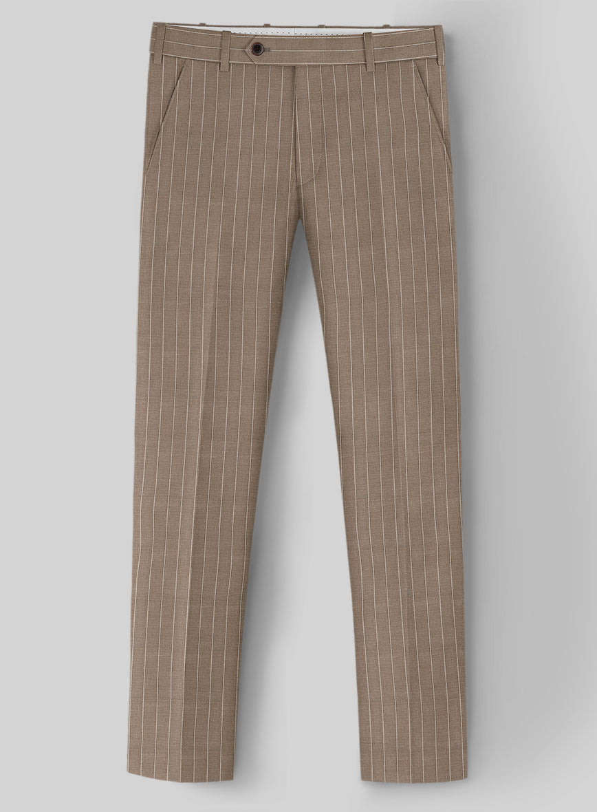 Napolean Tullio Stripe Light Brown Wool Pants - StudioSuits