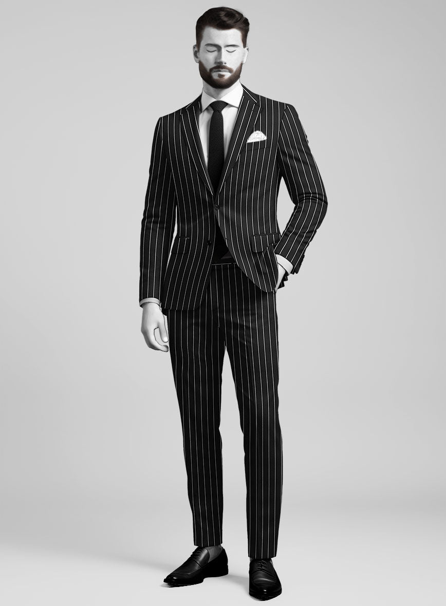 Napolean Zumel Stripe Black Wool Suit - StudioSuits