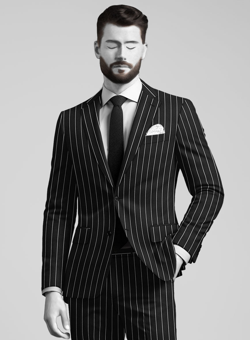 Napolean Zumel Stripe Black Wool Suit - StudioSuits