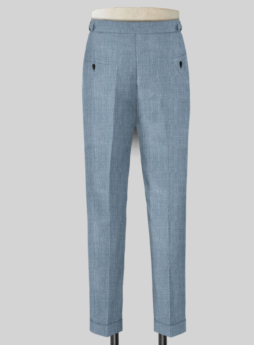 Napolean Stretch Light Blue Highland Wool Trousers - StudioSuits