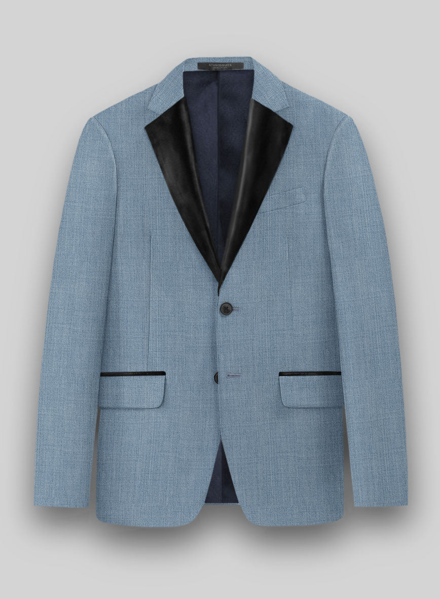 Napolean Stretch Light Blue Wool Tuxedo Jacket - StudioSuits