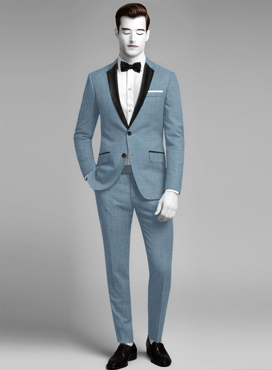 Napolean Stretch Light Blue Wool Tuxedo Suit - StudioSuits