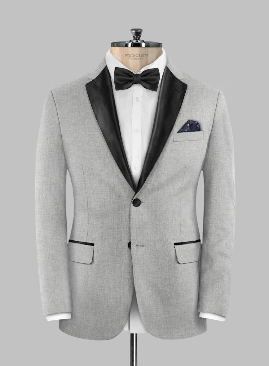 Napolean Ice Gray Wool Tuxedo Jacket - StudioSuits