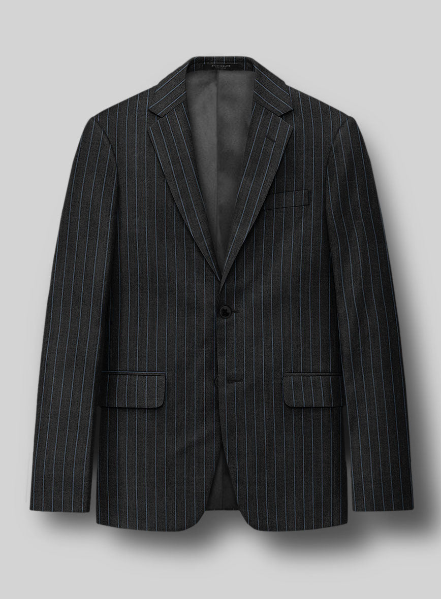 Napolean Abelino Stripe Black Wool Jacket - StudioSuits