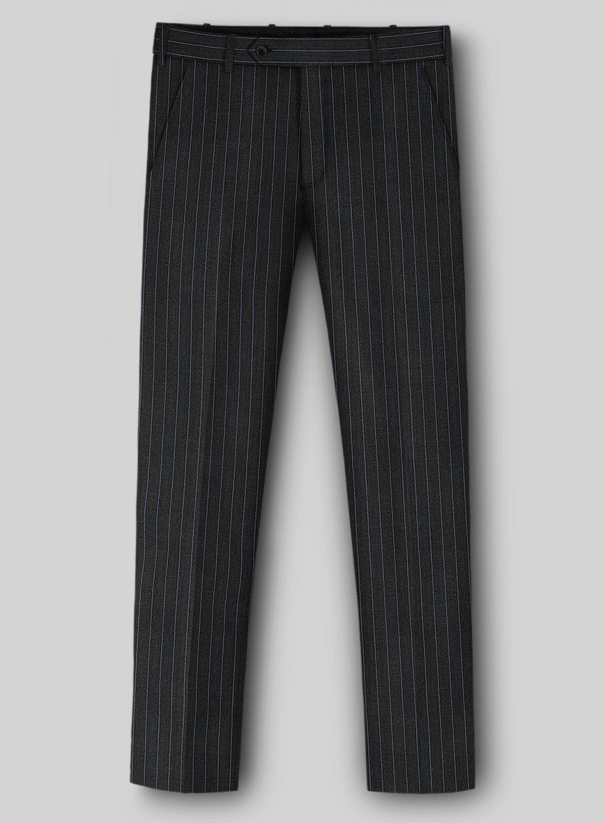 Napolean Abelino Stripe Black Wool Pants - StudioSuits