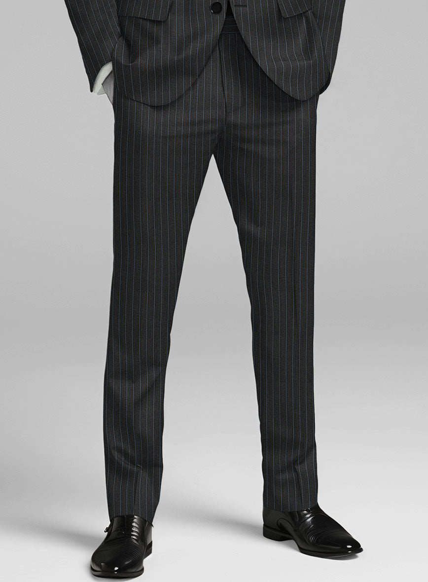 Napolean Abelino Stripe Black Wool Pants - StudioSuits