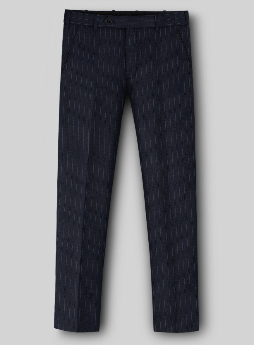 Napolean Abelino Stripe Dark Blue Wool Pants - StudioSuits