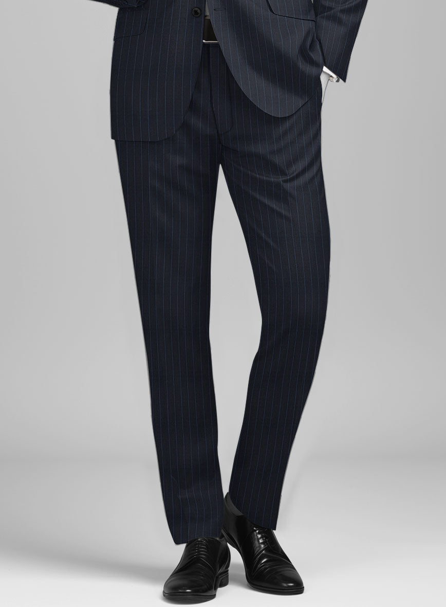 Napolean Abelino Stripe Dark Blue Wool Pants - StudioSuits