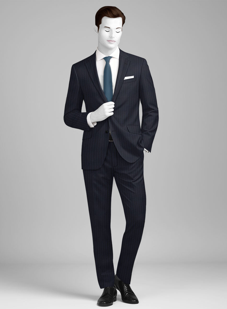 Napolean Abelino Stripe Dark Blue Wool Suit - StudioSuits