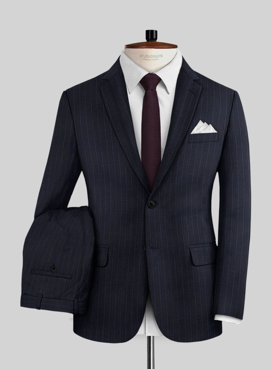 Napolean Abelino Stripe Dark Blue Wool Suit - StudioSuits