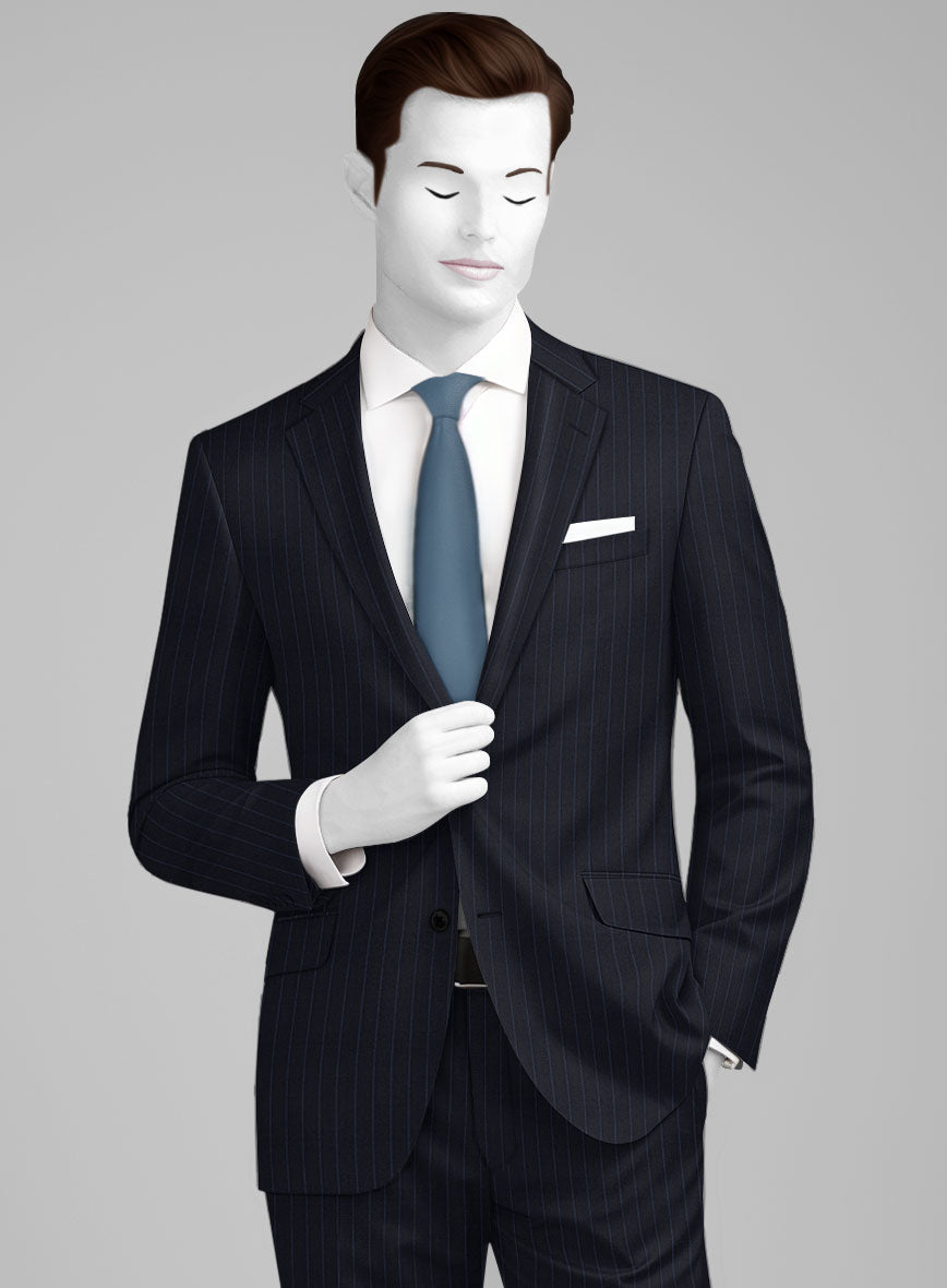 Napolean Abelino Stripe Dark Blue Wool Suit - StudioSuits