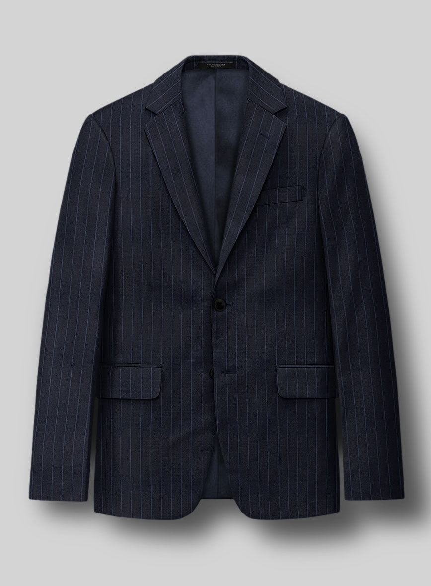 Napolean Abelino Stripe Dark Blue Wool Suit - StudioSuits