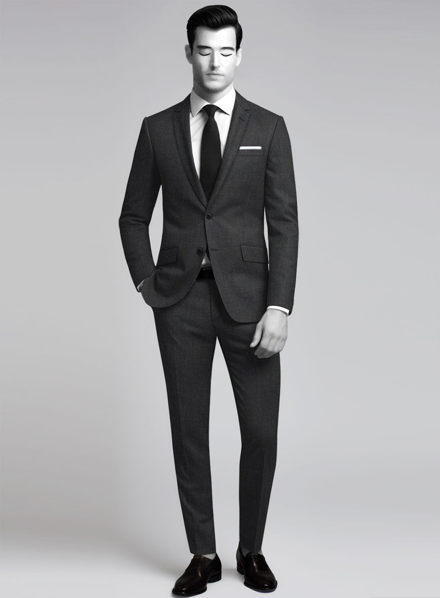 Napolean Abelino Stripe Gray Wool Suit - StudioSuits