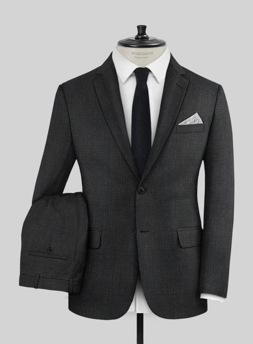 Napolean Abelino Stripe Gray Wool Suit - StudioSuits