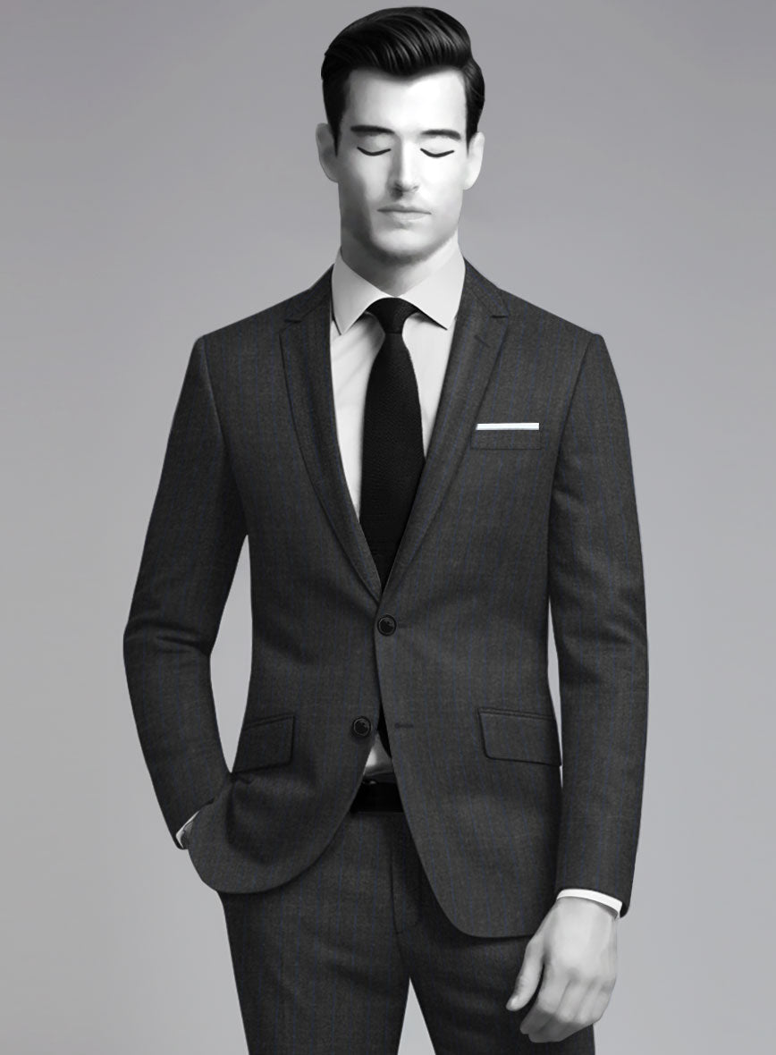 Napolean Abelino Stripe Gray Wool Suit - StudioSuits