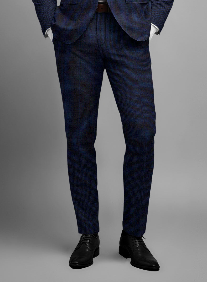 Napolean Alda Gingham Blue Wool Pants - StudioSuits