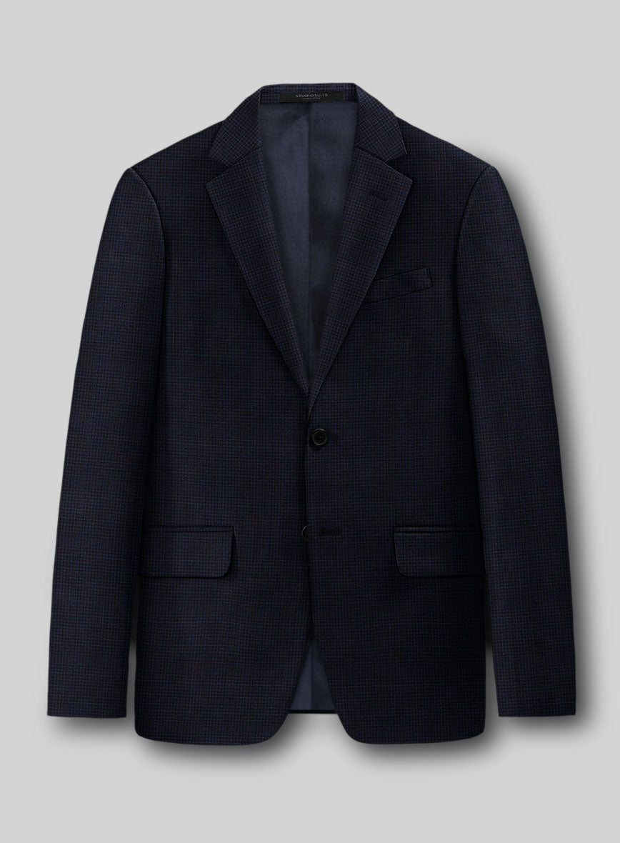 Napolean Alda Gingham Dark Blue Wool Jacket - StudioSuits